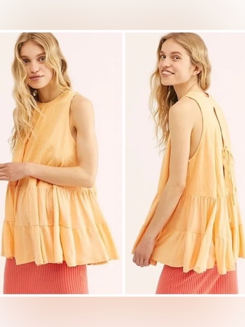 Free People right on time tunic tank in apricot size medium